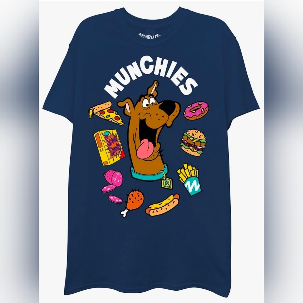 Scooby-Doo! Munchies Men Medium Short Sleeve Graphic T-Shirt - Navy Blue, New
